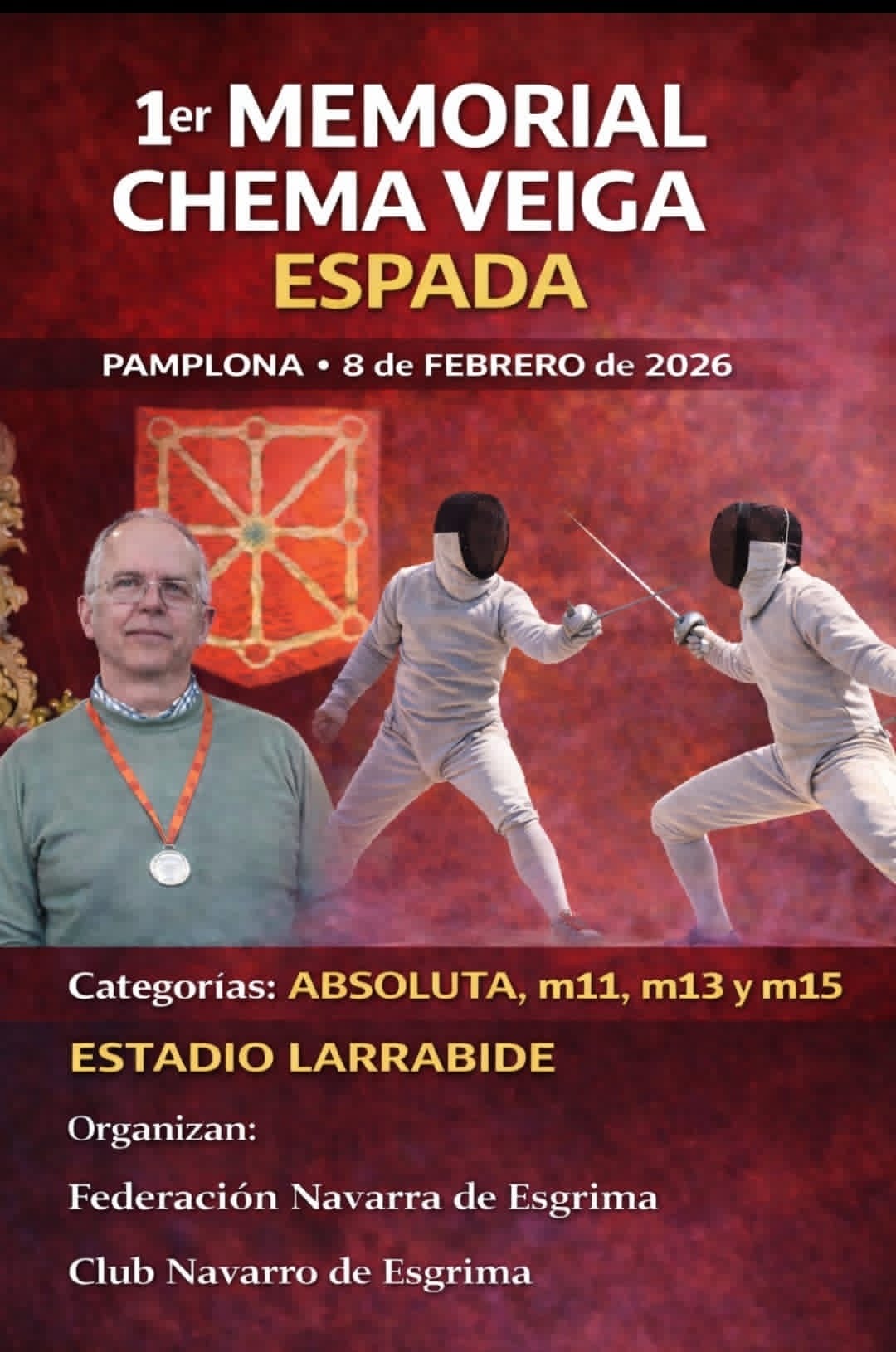 La esgrima navarra rinde homenaje a Chema Veiga con su primer memorial en Larrabide